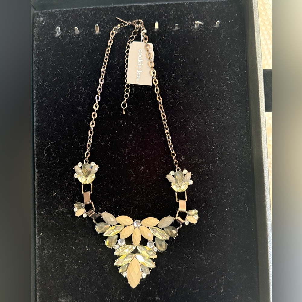 Cookie Lee Gold and Silver Floral Necklace